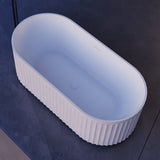 Kelsa Fluted 1500mm Matte White Designer Round Freestanding Bath | Indulge Bathroom
