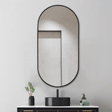Oval Matte Black 450 x 900 Framed Mirror | Indulge Bathroom