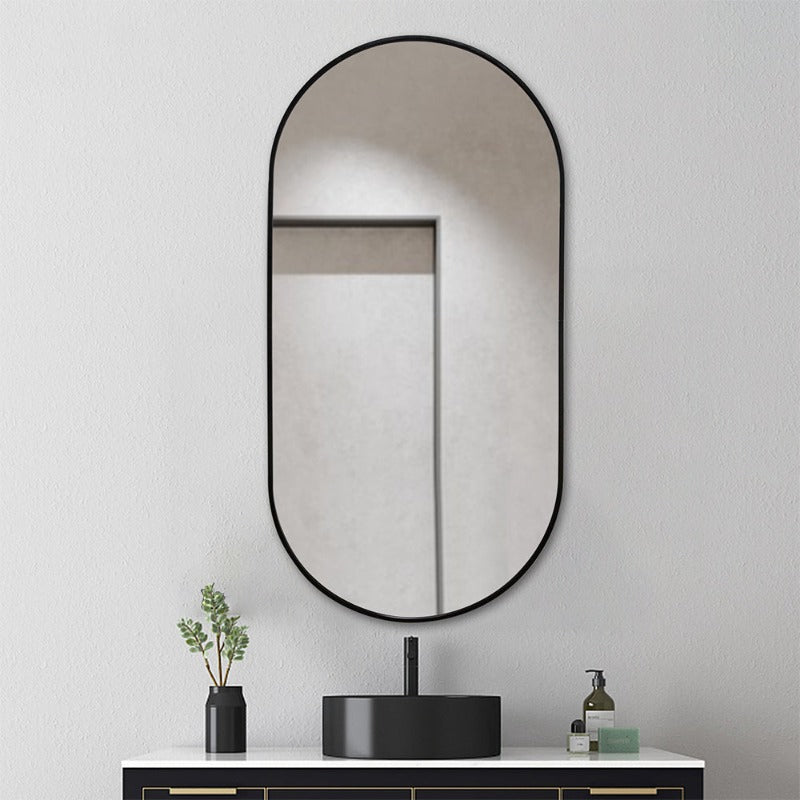 Oval Matte Black 450 x 900 Framed Mirror | Indulge Bathroom