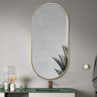 Oval Brushed Gold 450 x 900 Framed Mirror | Indulge Bathroom
