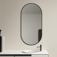 Oval Matte Black 450 x 900 Framed Mirror | Indulge Bathroom