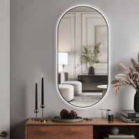 Oval Pill Touchless Back-Lit Matte Black 450 x 900 LED Mirror - Three Light Temperatures | Indulge Bathroom