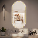 Oval Pill Touchless Back-Lit Brushed Gold 450 x 900 LED Mirror - Three Light Temperatures | Indulge Bathroom