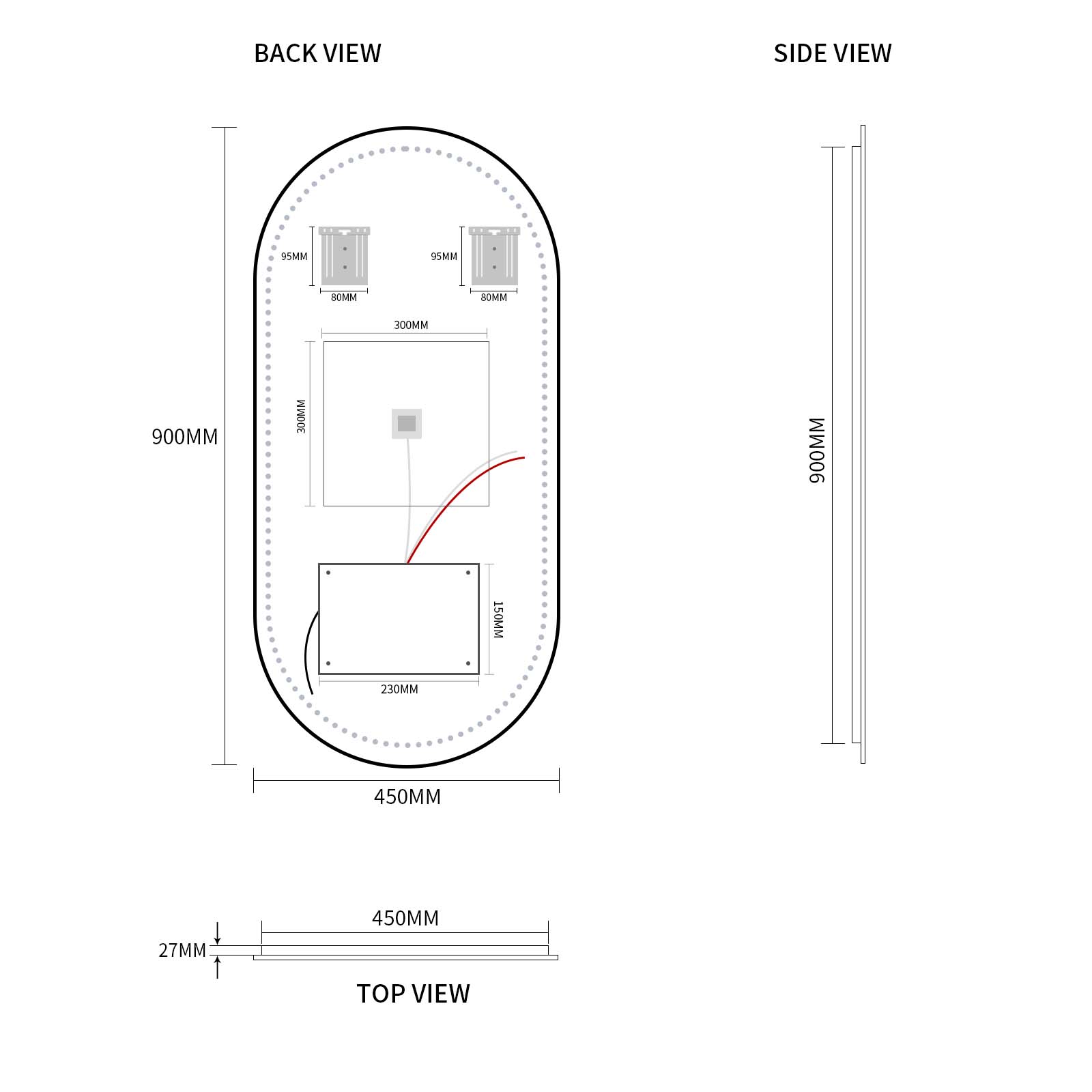 Oval Pill 450 x 900 Touchless LED Mirror - Three Light Temperatures | Indulge Bathroom