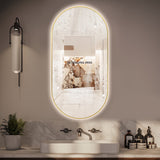 Oval Pill Touchless Back-Lit Brushed Gold 450 x 900 LED Mirror - Three Light Temperatures | Indulge Bathroom