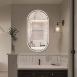Oval Pill Touchless Back-Lit Matte Black 450 x 900 LED Mirror - Three Light Temperatures | Indulge Bathroom