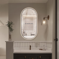 Oval Pill Touchless Back-Lit Matte Black 450 x 900 LED Mirror - Three Light Temperatures | Indulge Bathroom
