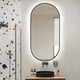 Oval Pill Touchless Back-Lit Matte Black 450 x 900 LED Mirror - Three Light Temperatures | Indulge Bathroom