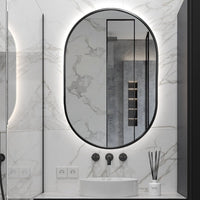 Oval Pill Touchless Back-Lit 600 x 900 Matte Black LED Mirror - Three Light Temperatures | Indulge Bathroom