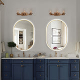 Oval Pill Touchless Back-Lit 600 x 900 Brushed Gold LED Mirror - Three Light Temperatures | Indulge Bathroom
