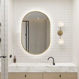 Oval Pill Touchless Back-Lit 600 x 900 Brushed Gold LED Mirror - Three Light Temperatures | Indulge Bathroom
