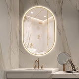 Oval Pill Touchless Back-Lit 600 x 900 Brushed Gold LED Mirror - Three Light Temperatures | Indulge Bathroom