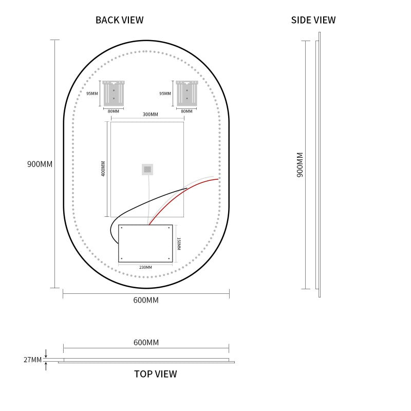 Oval Pill Touchless 600 x 900 LED Mirror - Three Light Temperatures | Indulge Bathroom