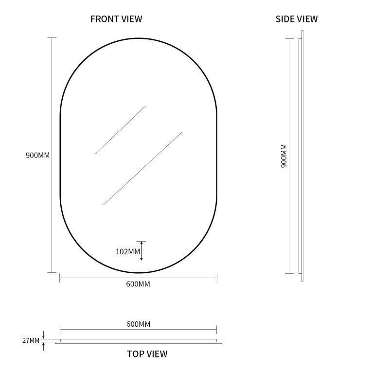 Oval Pill Touchless 600 x 900 LED Mirror - Three Light Temperatures | Indulge Bathroom