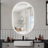 Oval Pill Touchless 600 x 900 LED Mirror - Three Light Temperatures | Indulge Bathroom