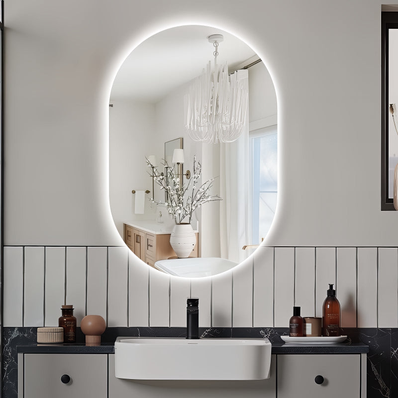 Oval Pill Touchless 600 x 900 LED Mirror - Three Light Temperatures | Indulge Bathroom