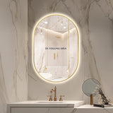 Oval Pill Touchless Back-Lit 600 x 900 Brushed Gold LED Mirror - Three Light Temperatures | Indulge Bathroom
