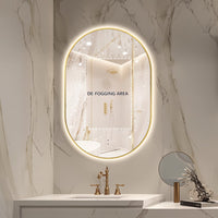 Oval Pill Touchless Back-Lit 600 x 900 Brushed Gold LED Mirror - Three Light Temperatures | Indulge Bathroom