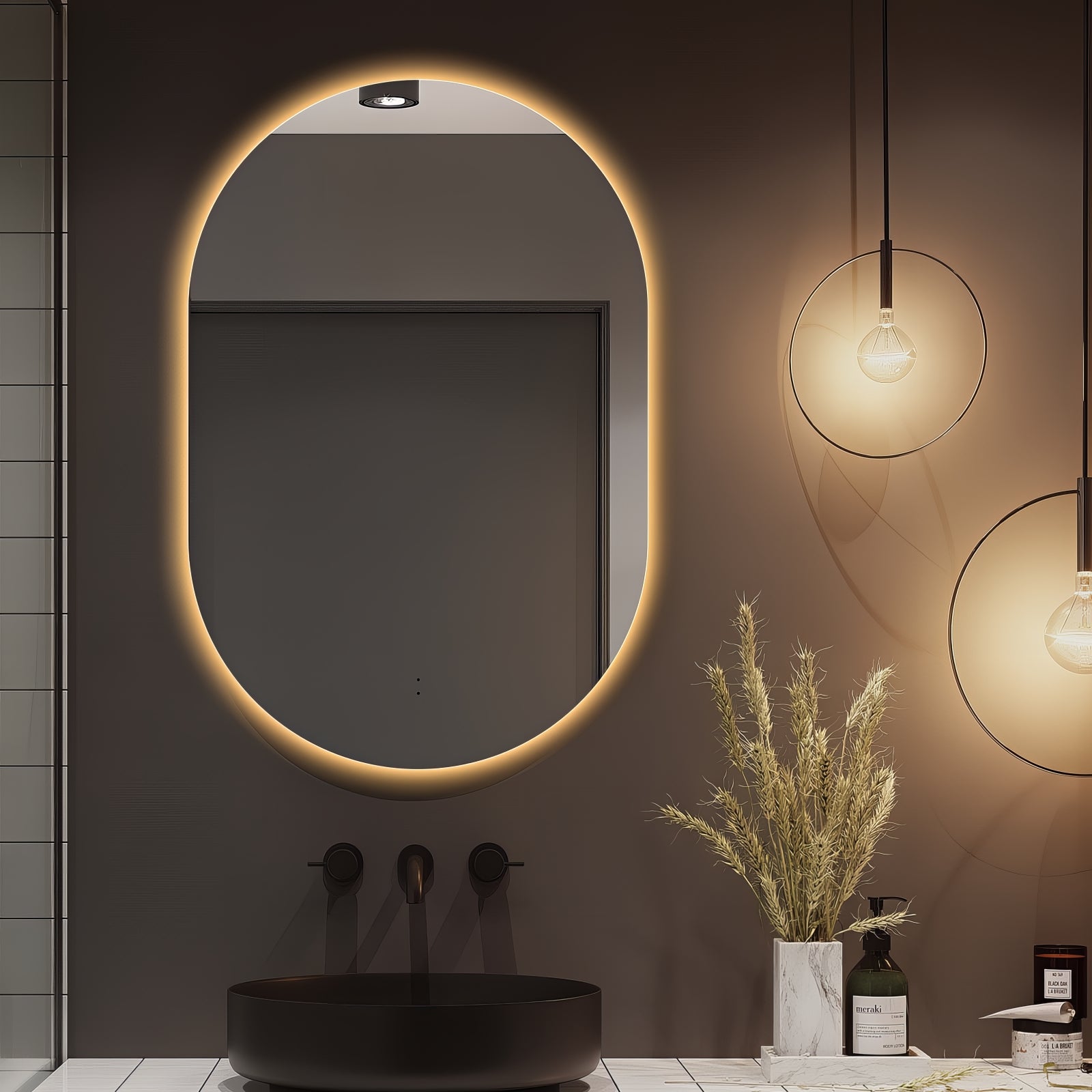 Oval Pill Touchless 600 x 900 LED Mirror - Three Light Temperatures | Indulge Bathroom