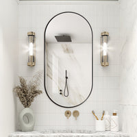 Oval Matte Black 450 x 900 Framed Mirror | Indulge Bathroom