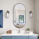 Oval Matte Black 450 x 900 Framed Mirror | Indulge Bathroom