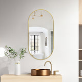 Oval Brushed Gold 450 x 900 Framed Mirror | Indulge Bathroom