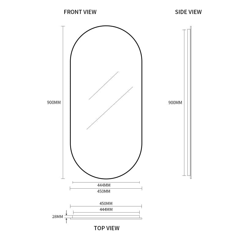 Oval Brushed Gold 450 x 900 Framed Mirror | Indulge Bathroom