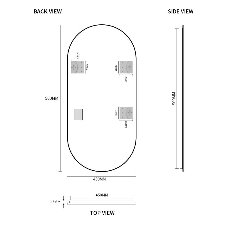 Pill Oval 450 x 900 Polished Edge Mirror | Indulge Bathroom