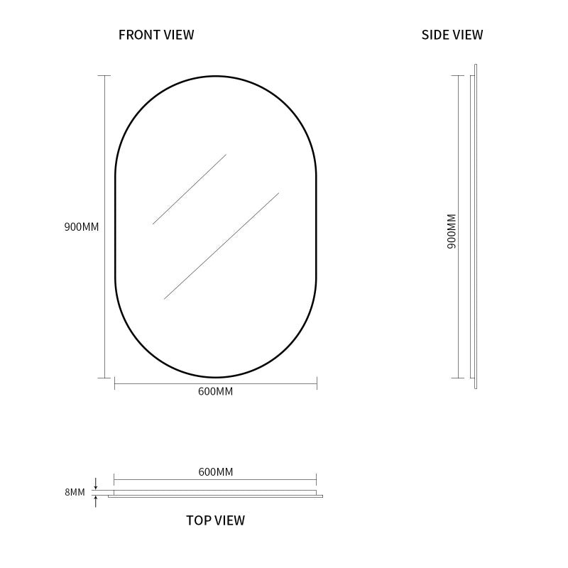 Pill Oval 600 x 900 Polished Edge Mirror | Indulge Bathroom