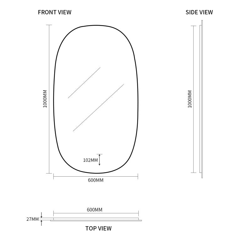 Pera 600 x 1000 Curved Touchless LED Mirror - Three Light Temperatures | Indulge Bathroom