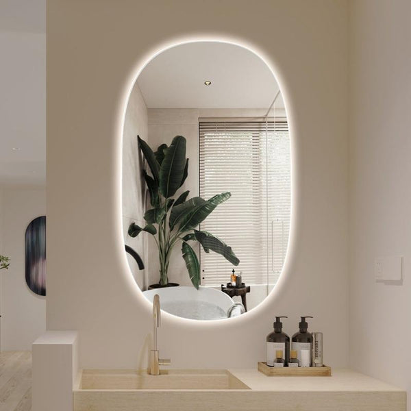 Pera 600 x 1000 Curved Touchless LED Mirror - Three Light Temperatures | Indulge Bathroom