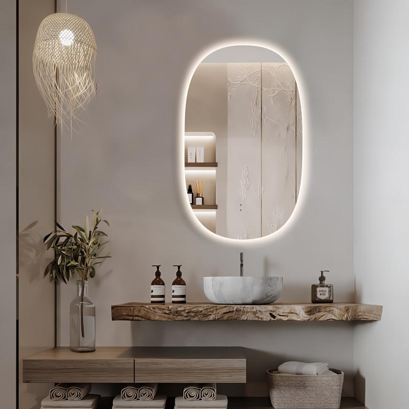 Pera 600 x 1000 Curved Touchless LED Mirror - Three Light Temperatures | Indulge Bathroom