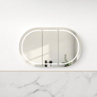 Ronda LED 1200mm Matte White Oval Shaving Cabinet | Indulge Bathroom