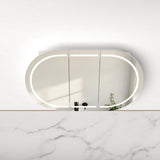 Ronda LED 1200mm Matte White Oval Shaving Cabinet | Indulge Bathroom