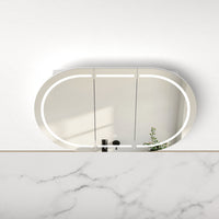 Ronda LED 1200mm Matte White Oval Shaving Cabinet | Indulge Bathroom