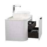 Ronda 900 Curved Fluted Matte White Wall Hung Vanity | Indulge Bathroom
