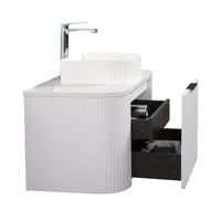 Ronda 900 Curved Fluted Matte White Wall Hung Vanity | Indulge Bathroom