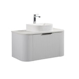 Ronda 900 Curved Fluted Matte White Wall Hung Vanity | Indulge Bathroom