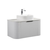 Ronda 900 Curved Fluted Matte White Wall Hung Vanity | Indulge Bathroom