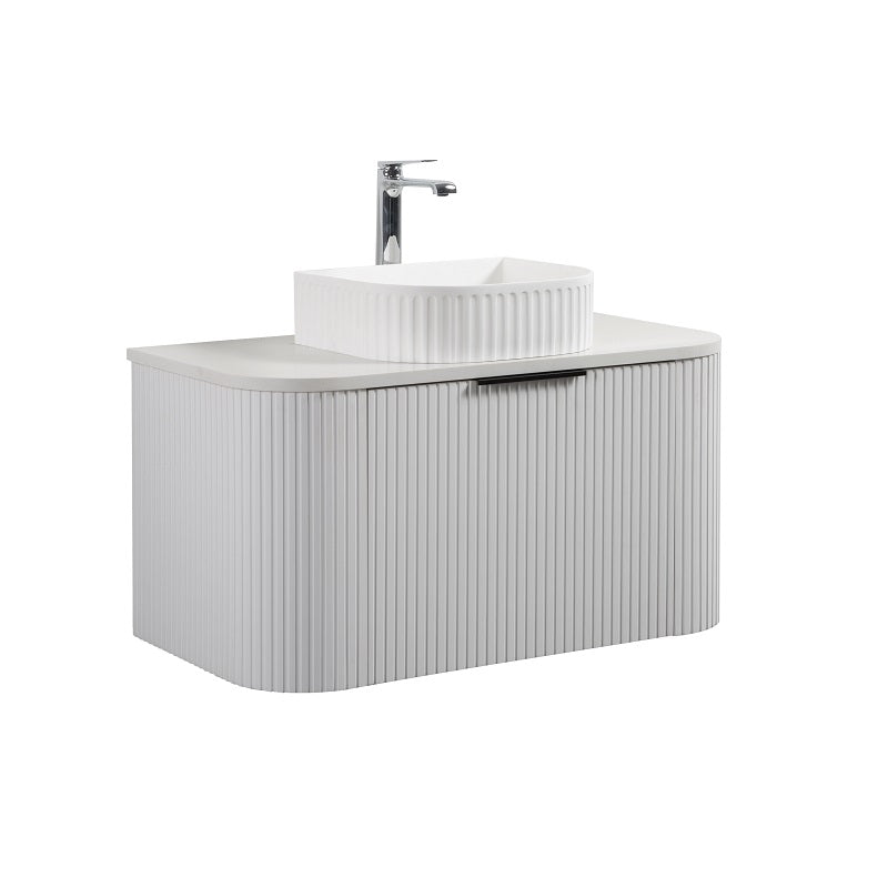 Ronda 900 Curved Fluted Matte White Wall Hung Vanity | Indulge Bathroom