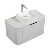 Ronda 900 Curved Fluted Matte White Wall Hung Vanity | Indulge Bathroom