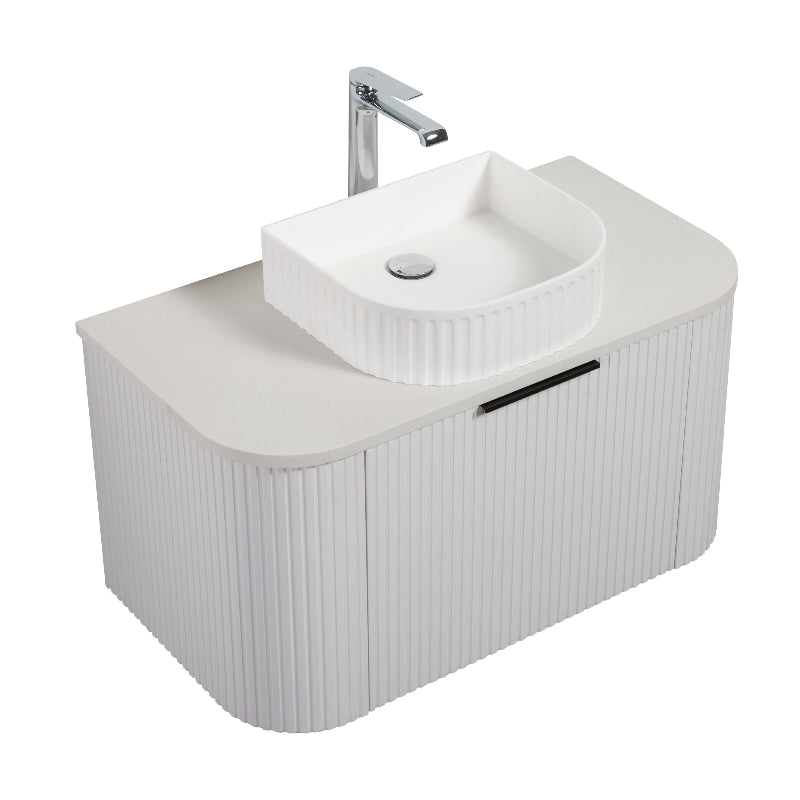 Ronda 900 Curved Fluted Matte White Wall Hung Vanity | Indulge Bathroom