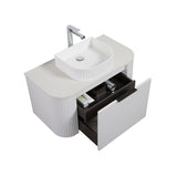 Ronda 900 Curved Fluted Matte White Wall Hung Vanity | Indulge Bathroom