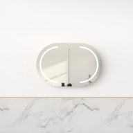 Ronda LED 900mm Matte White Oval Shaving Cabinet | Indulge Bathroom