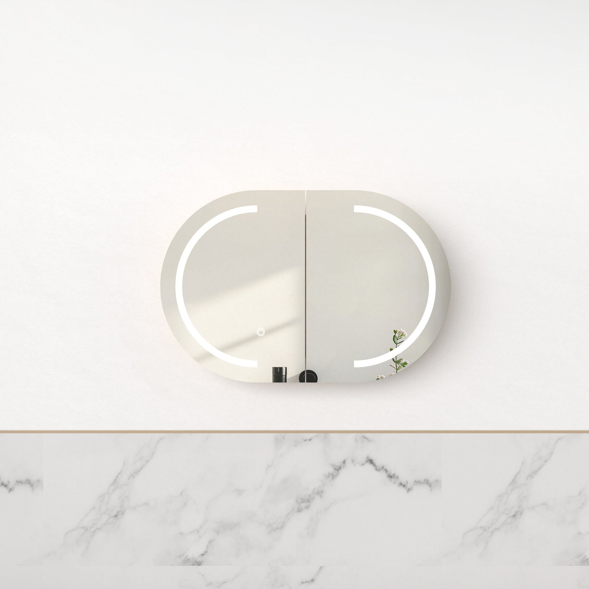 Ronda LED 900mm Matte White Oval Shaving Cabinet | Indulge Bathroom