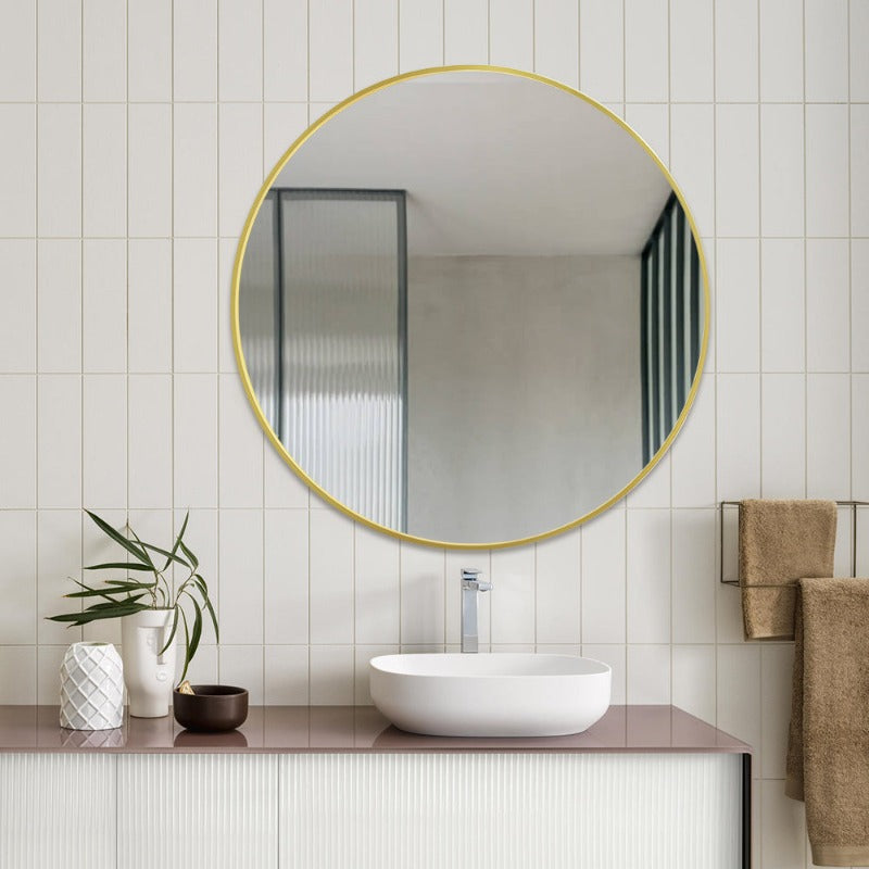 Round 600mm Brushed Gold Framed Mirror | Indulge Bathroom