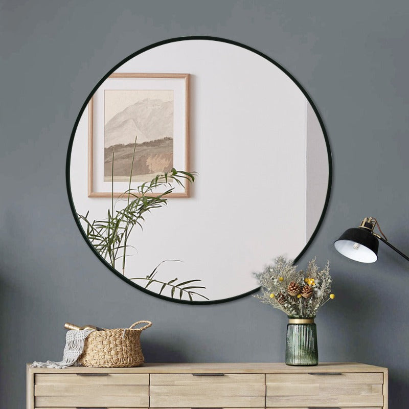 Round 800mm Matte Black Framed Mirror | Indulge Bathroom
