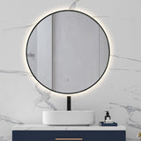 Round Touchless Back-Lit Matte Black 600mm LED Mirror - Three Light Temperatures | Indulge Bathroom