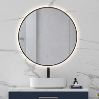 Round Touchless Back-Lit Matte Black 600mm LED Mirror - Three Light Temperatures | Indulge Bathroom