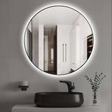 Round Touchless Back-Lit Matte Black 600mm LED Mirror - Three Light Temperatures | Indulge Bathroom